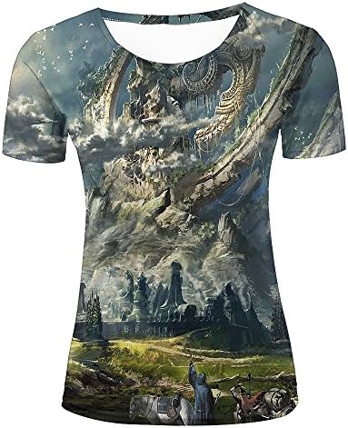 liangjinyan Women 3D Printed Graphic Tee Shirt Ring Castle Rock Load Summer Short Sleeve T-Shirt XXL