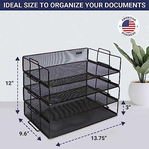 Stackable Paper Tray Desk Organizer 4 Tier Metal Mesh Letter