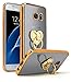 Samsung Galaxy S7 Case, Bastex Slim Fit Clear Plastic TPU Gold Bumper Case Cover with Bling Heart Pink Ring Holder Kickstand for Samsung Galaxy S7 G931