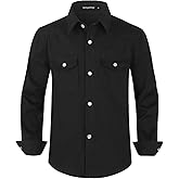 Spring&Gege Boys' Long Sleeve Western Cowboys Pearl Snap Button Down Shirts (5-14 Years)