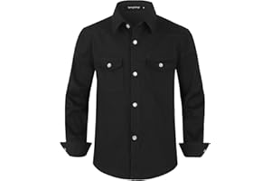 Spring&Gege Boys' Long Sleeve Western Cowboys Pearl Snap Button Down Shirts (5-14 Years)
