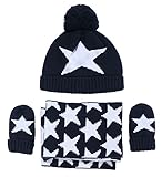 Singring Fashion Warm Star Design Scarf Hat and Gloves Set for Kids