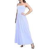 Urban CoCo Summer Strapless Ruched Maxi Dress for Women Sleeveless A Line Flowy Party Wedding Guest Long Dresses
