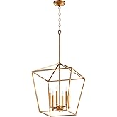 Quorum 604-6-74 Transitional Six Light Entry Pendant from Gabriel Collection in Gold, Champ, Gld Leaf Finish,