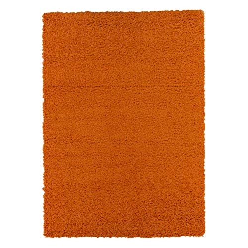 Ottomanson Collection Solid Shag Rug, 6 ft 7 in x 9 ft 3 in, Orange