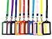 YTYKINOY 10 Pieces Vertical Style Faux Leather Business Id Credit Card Badge Holder Clear Pouch Case with Long Neck Strap Band Lanyard (33.5 Inch Full Round Length) (10 Color)