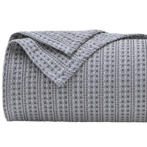 PHF 100 Cotton Waffle Blanket King/Cal King Size, Luxurious Yarn Dyed