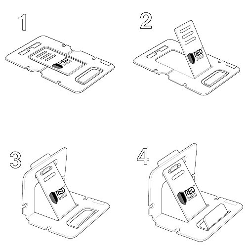 RED SHIELD Universal & Portable Phone Stand. Flexible, Foldable Credit Card Size. Perfect for Viewing Movies & Videos on Your Smartphone in Landscape. Works as Earphone, Earbud Cord Wrap Organizer. - Thumbnail 5
