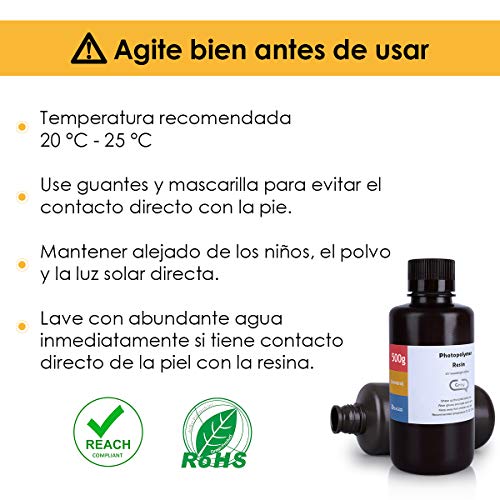 ELEGOO-LCD-UV-405nm-ABS-Like-3D-Resina-Rpida-para-LCD-Impresora-3D-500g-Fotopolmero-Resina-Gris