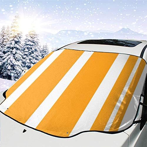 高品質の激安 車 断熱 冬 ベビー マタニティ 家電 カメラ 凍結防止カバー 車のフロントガラスの雪のカバー ダッパーストライプオレンジ 大人 防輻射紫外線 日焼け防止カバー 黄砂対策 パソコン 周辺機器 夏 カーフロントカバー 収納袋付き 遮光 強力な防風 四季兼用