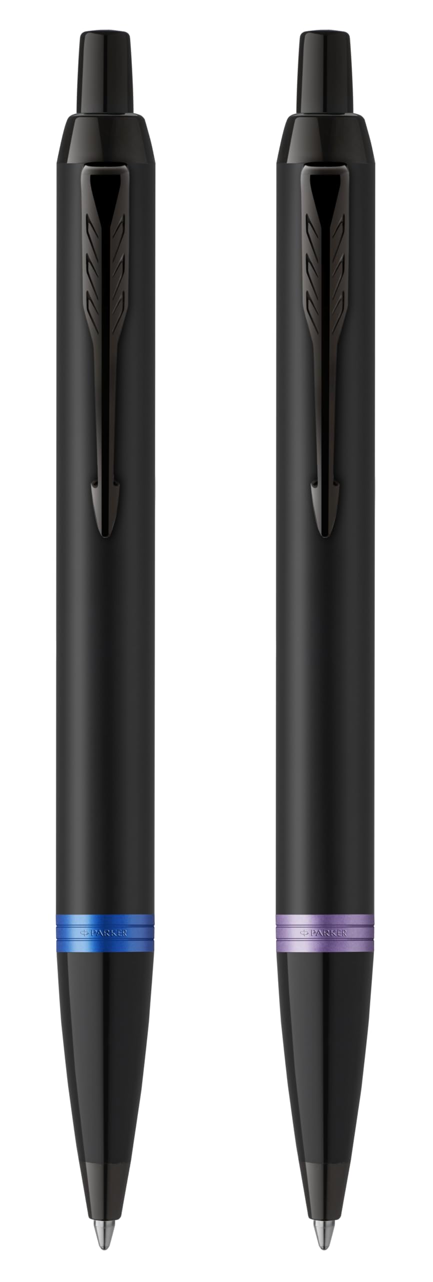 Parker IM Premium Ballpoint Pen Set | Matte Black with Marine Blue & Amethyst Purple Rings | Black Ink | Gift Boxed | Set of 2 Pens