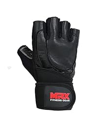 MRX Weight Lifting Gloves are Premium Quality Leather with Long Wrist Straps   Gym Gloves, Workout Gloves, Exercise Gloves for Powerlifting, Fitness, Cross Training for Men & Women