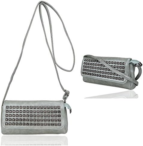 Women Shoulder Bag Synthetic Leather Crossbody Bags Ladies Studded Small Handbag Cellphone Purse for iPhone 8 7 Plus X 6S/6 5S Samsung Galaxy S8+ S7 S6 Edge S5 Magnetic Flap Lightweight (Olive Green)