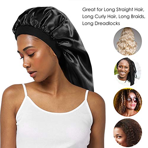 Awefeel Double Layer Satin Sleep Cap For Long Hair, Braids, Dreadlocks, Curly Hair