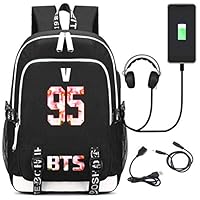 JUSTGOGO KPOP BTS Bangtan Boys Backpack Daypack Laptop Bag College Bag School Bag Bookbag with USB Charging Port (3)