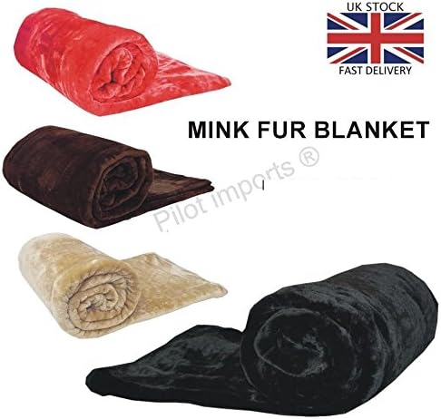 Pilot Imports 200 x 240 cm Extra-Large Luxury Mink Faux Fur Throw/Blanket Covers Upto 3-Seater Sofa or King Bed (((200x240)), Beige)