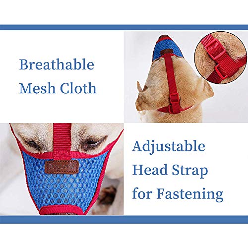 HanDingSM Dog Muzzle,Anti-Biting Secure Fit Breathable Nylon Dog Muzzle Mouth Cover,Anti-Barking Licking Adjustable Air Mesh Pet Muzzle for Small Medium Large Dogs (L) - Thumbnail 3