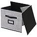 Onlyeasy Cloth Storage Bins - Foldable Cubes Organizer Container Basket Drawers with Leather Handles and Label Holders for Bedroom Closet Toys Cubby Bookcase, 10.5
