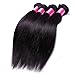 DFX Hair 8~30 inches Silky Straight Human Hair Bundles Virgin Brazilian Hair 8A Natural Black Color Weaving Pack of Three 100g/bundle (18 20 22)