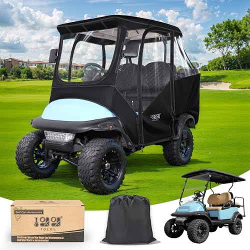 10L0L Upgrade 4 Passengers Golf Cart Enclosure for Club Car Precedent - Short Roof Deluxe 600D Enhanced Waterproof Transparent Golf Cart Driving Rain Cover with 4 Heavy Duty Zippers