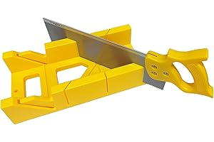 WONGLEA Mitre Box and Saw Set for Wood, Gypsum – Miter Box with 45° & 90° Angle Cuts – Precise Hand Saw with Storage Cutting Guide – Ideal for Molding, Trim, Frame & Baseboard Projects