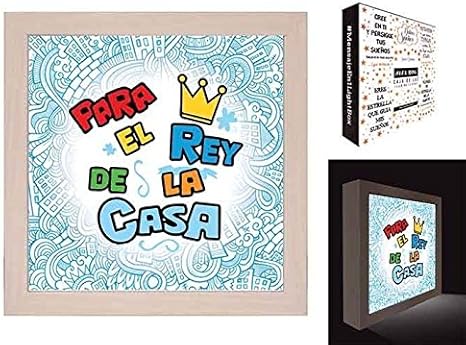 Cuadro, caja de luz con mensaje Para el rey de la casa AH-193: Amazon.es: Hogar