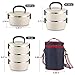 YBOBK HOME Insulated Lunch Box Leak Proof Lunch Container All-in-one Stackable Lunch Box Stainless Steel Bento Lunch Box with Bag and Portable Flatware Set for Adults (Beige)