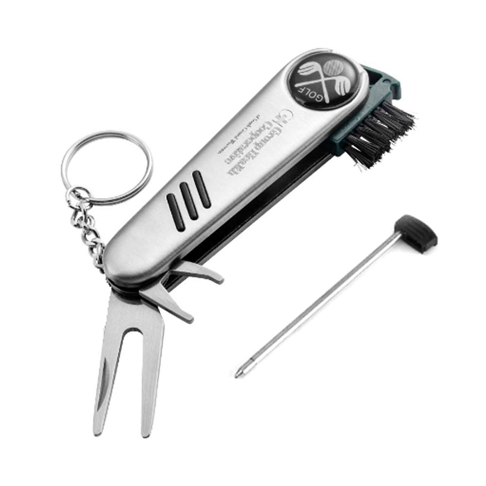 IKAAR Golf Club Cleaner Golf Brush and Groove Cleaner Divot Tool All-In-One Stainless Steel Golf Club Cleaning Kit