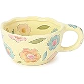 Koythin Ceramic Coffee Mug, Cute Floral Fruit Cup, Couple Mugs 8.5 oz/250 ml for Latte Tea Milk, Suitable for Mom on Mother's Day (Colorful Flowers)