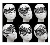 Venetian Masquerade Mask,6 Pack Gellwhu Women Sexy Black Lace Masks for Masquerade Ball