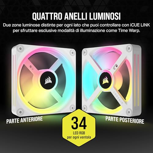 iCUE LINK QX120 RGB Cupola Magnetica da 120 mm Ventola - Bianco