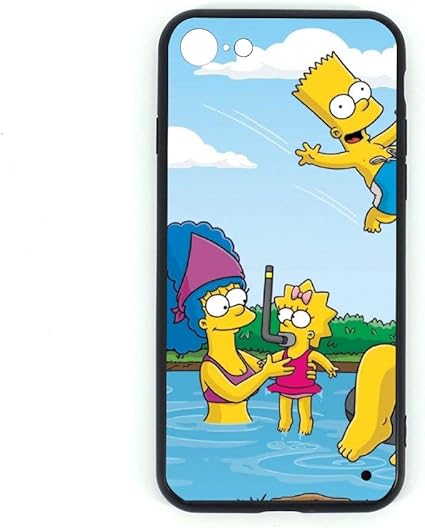 Amazon ザ シンプソンズ対応black Tpu Glass Case For Iphone7 8ケース 携帯ケース Tpuバンパー 背面ガラス 全面保護カバー 耐衝撃 傷防止 手触りがよい極薄 耐久 滑り防止 黄変防止 高級感 手触り良い 携帯カバー 急速充電対応 ケース カバー 通販