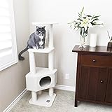 Majestic Pet Products 52 Inch Cat Tree Furniture Tower Condo House with Scratching Post