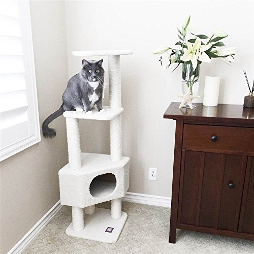 Majestic Pet Products 52 Inch Cat Tree Furniture Tower Condo House with Scratching Post