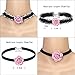 Tpocean 14 PCS Double Layer Lace Velvet Choker Set Necklace Leather Pink Floral Choker for Women Girls Teens Party Choker Jewelry Set Gifts