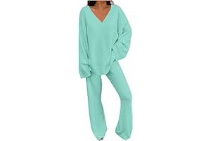 SRIPER 2 Piece Lounge Set Women Thin Fleece Pullover Wide Leg Long Pants Lounge Sets for Women