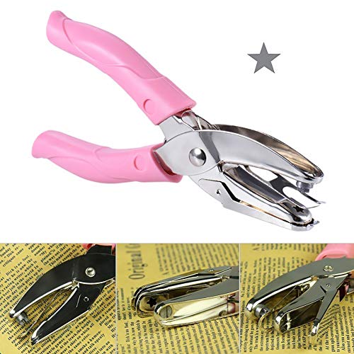 Durable Metal Hole Puncher Single Star Shaped Hole Punch Portable Paper Puncher Pink 1pc - Thumbnail 3