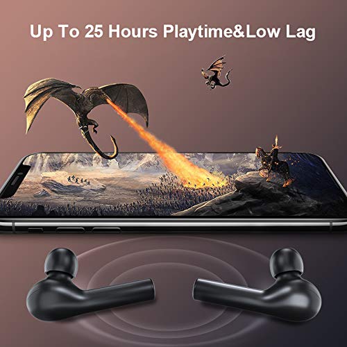 QCY T5 True Wireless Earbuds with Charging Case, 5.0 Bluetooth Headphones, Black