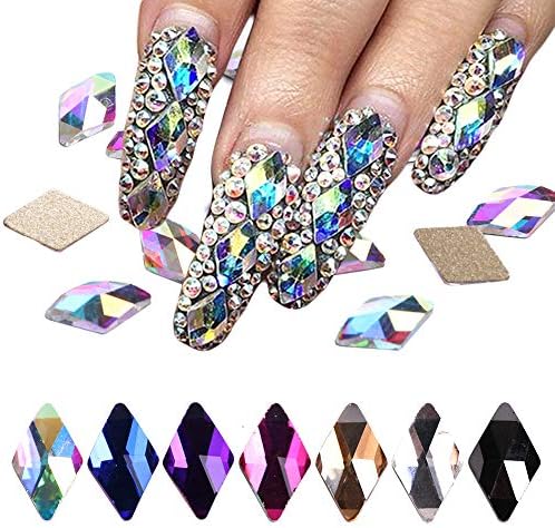 Ktyssp 70Pcs Flatback AB Crystal Rhinestone Gems Pearls for 3D Nail Art Phone DIY Craft