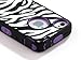 Pandamimi ULAK(™) Hard Hybrid Case Cover Black White Zebra Black Silicone TUFF case for Apple iPhone 4 4S + Front and Back Screen Protector