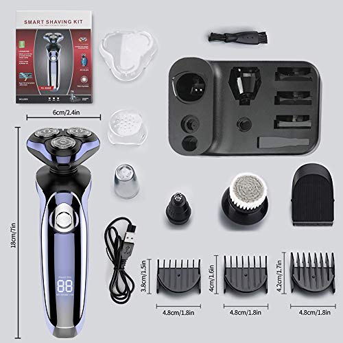 Electric Shaver Razor for Men, MANLI 4 in 1 Rotary Shaver Beard Trimmer, Waterproof USB Fast Charging, Cordless Beard, Nose, Hair Trimmer, Best Gift for Dad, Boyfriend