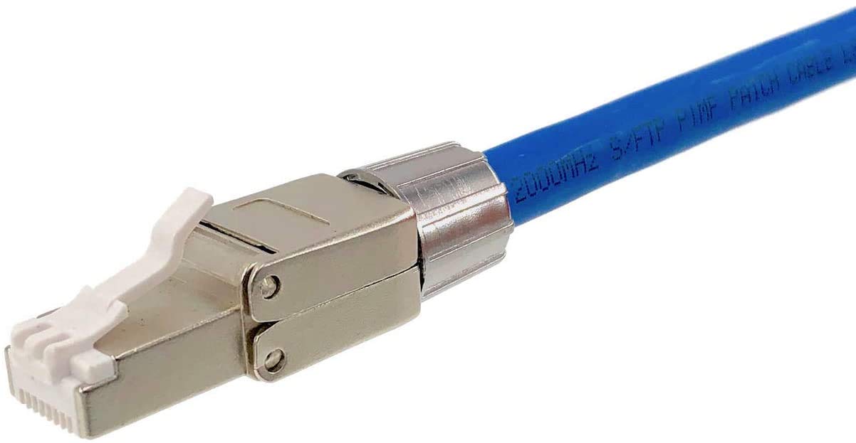Odedo 2X CAT 8.1 RJ45 Crimp Connector Network Field Assembleable up to 40 Gigabit for Installation Cable Network Cable Tool-Free Installation Strain Relief Shielded CAT 6A 7 2000 MHz up to 8.5 mm
