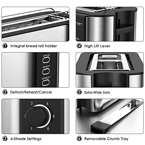 Long Slot Toaster, 2 Slice Toaster Best Rated Prime with Warming Rack