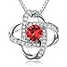 Casfine Red Cubic Zirconia Necklace - January Birthstone Jewelry Necklace White Gold Birthstone Necklace for Women