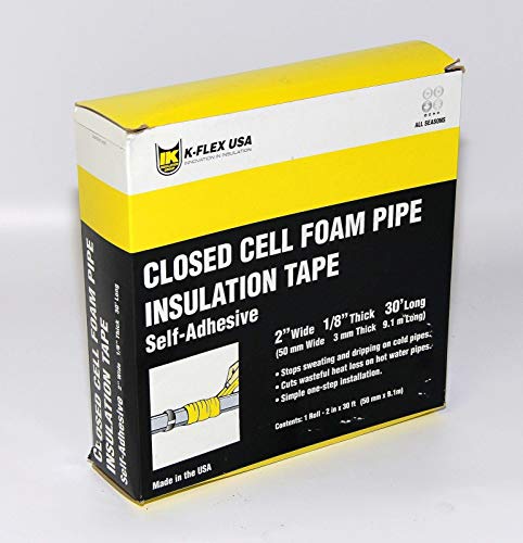 K-flex closed cell pipe insulation Foam adhesive tape 1/8" thick 2" wide x 30'