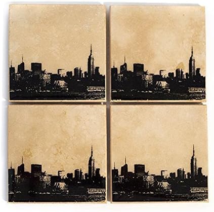 New York Skyline Coaster Set (4 Stone Coasters) Black