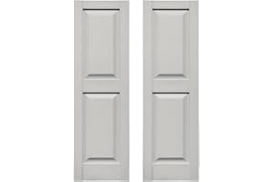 Builders Edge 14.75 in. W x 75 in. H Builders Edge, Standard Two Equal Panels, Raised Panel Shutters, Includes Matching Installation Spikes (Per Pair), 030 - Paintable
