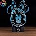 3D Optical Illusion Night Light - 7 LED Color Changing Lamp - Cool Soft Light Safe For Kids - Solution For Nightmares - Disney Minnie Mouse