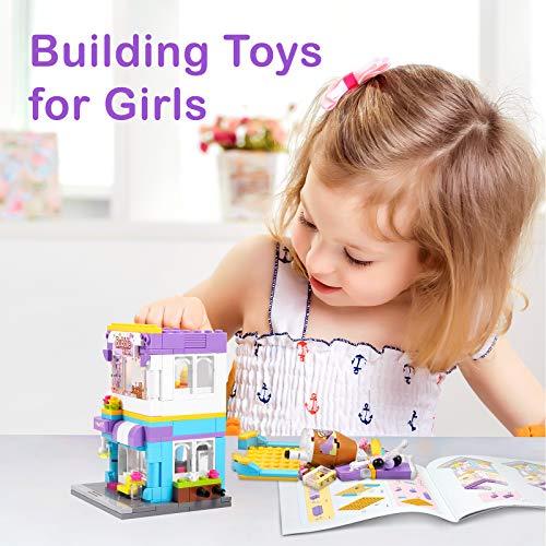 Henoda Building Blocks Toys for 710 Years Old Girls, 302pcs Dream Bubble Tea House Building
