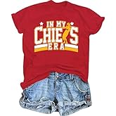 in My Game Day Era Football Shirts for Women Game Day Team Fans Outfits Graphic Soccer Lovers Mom Gift Tee Tops Red 2XL